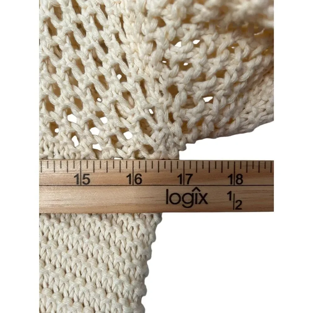 Gap Kids Sweater Size XXL Beige Chunky Open Knit One Button Pocket Long Cardigan